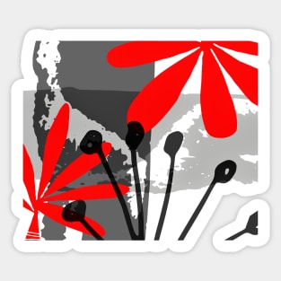 Red, Grey and Black Abstract Sticker